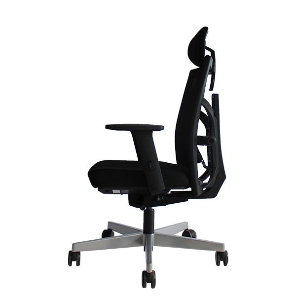 Silla de oficina Ex-One H con cabecera, vista lateral que muestra la inclinación del respaldo