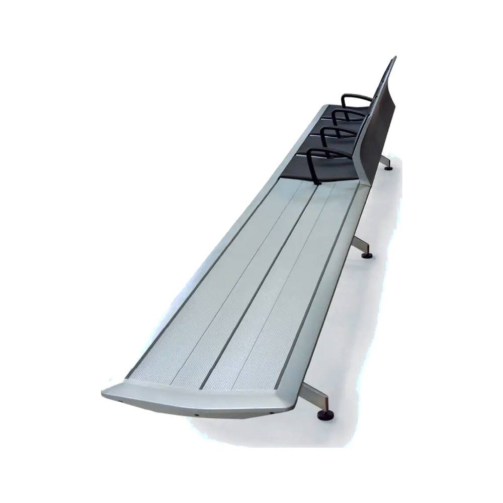 Banca Silver Surf de aluminio con respaldo y brazos, en tarjeta de listado