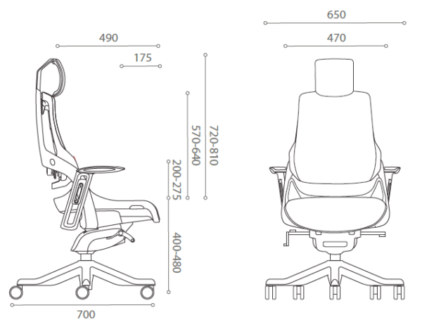 Silla de Oficina WAU Dimensiones